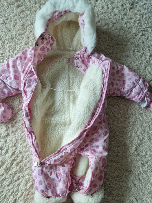 Combinezon 2 în 1 sac lână naturală 3-12 luni  salopeta iarna