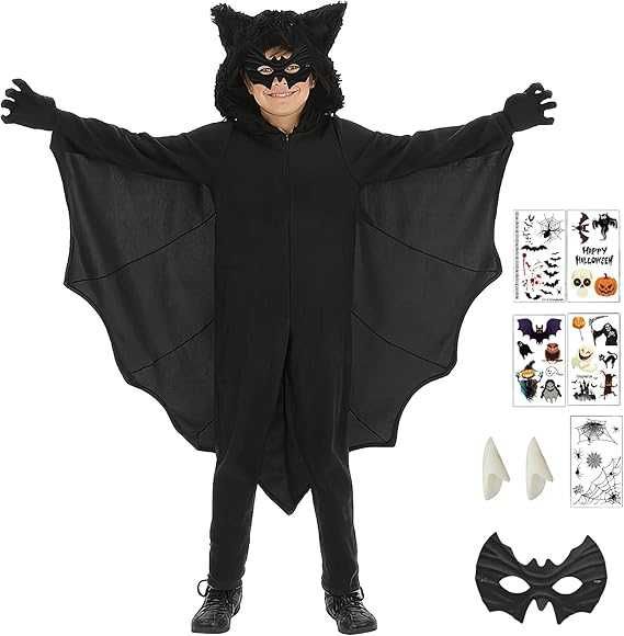 Детски костюм на прилеп, вампирски костюм с аксесоари