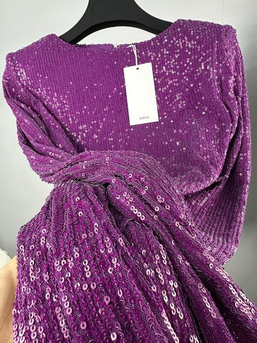 MANGO уникална рокля с пайети циклама