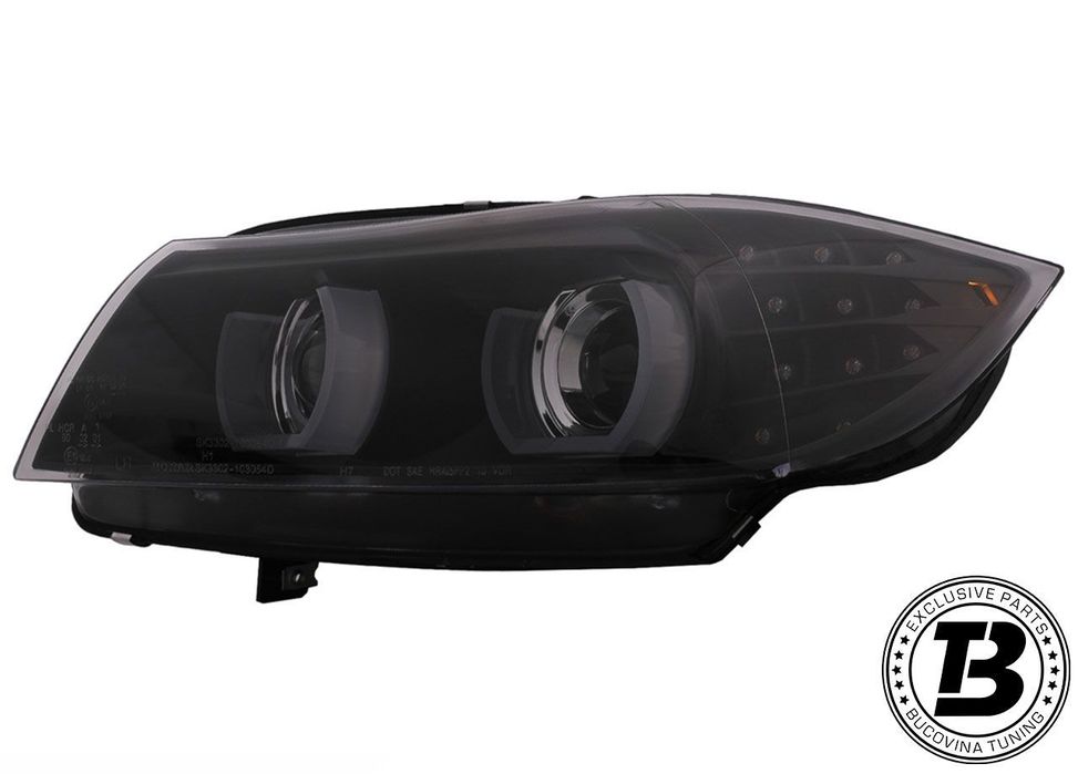Faruri 3D LED Angel Eyes compatibile cu BMW Seria 3 E90 E91 AFS