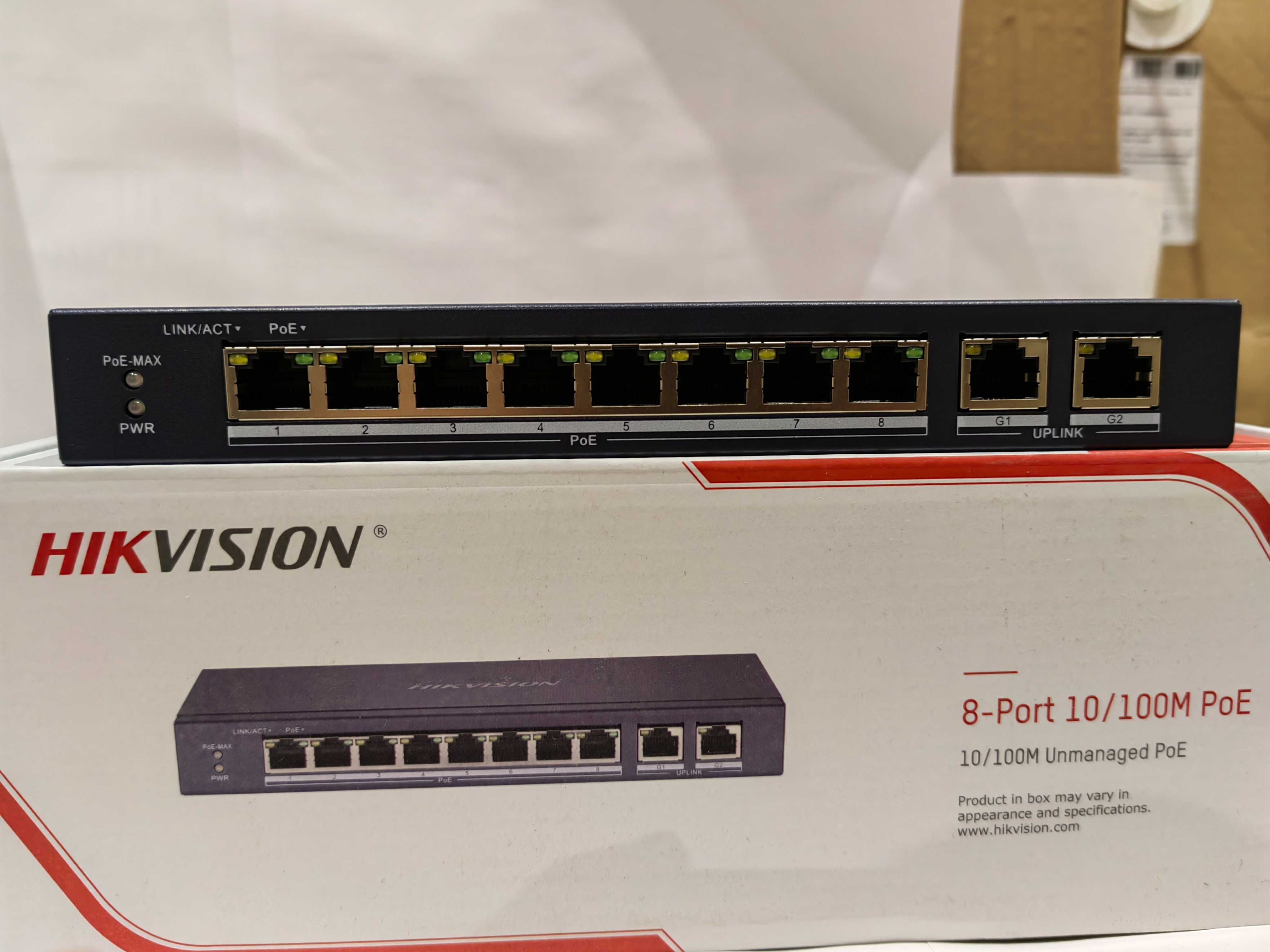 Коммутатор PoE 8 портовый + 2 uplink, Hikvision DS-3E0310P-E/M