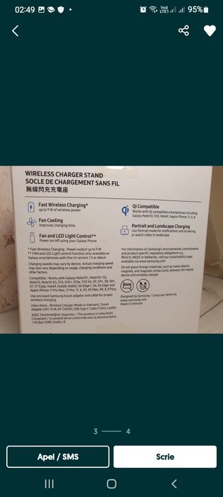 Incarcator wireless samsung black la cutie sigilat nou