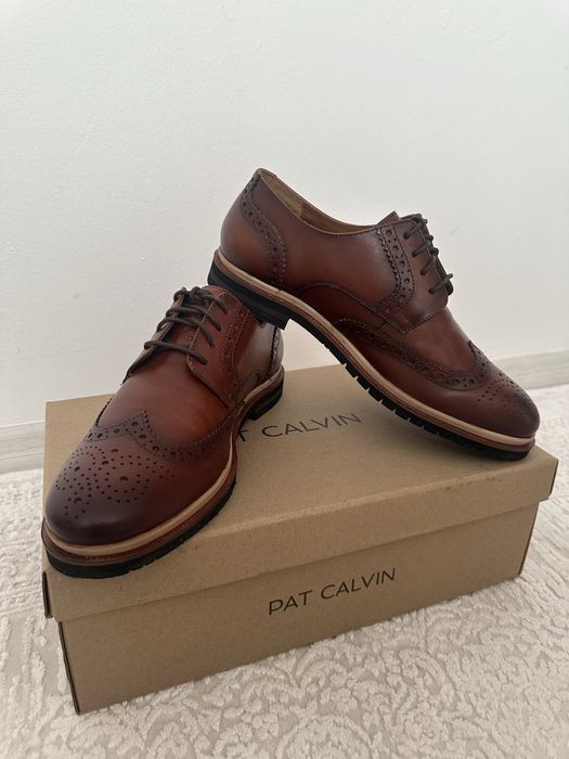 Pantofi bărbați Pat Calvin, piele naturală, brogue, mărimea 40 – noi