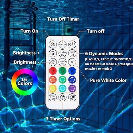 Lumini submersibile  piscine cu LED RGBW magnetice reîncărcabile