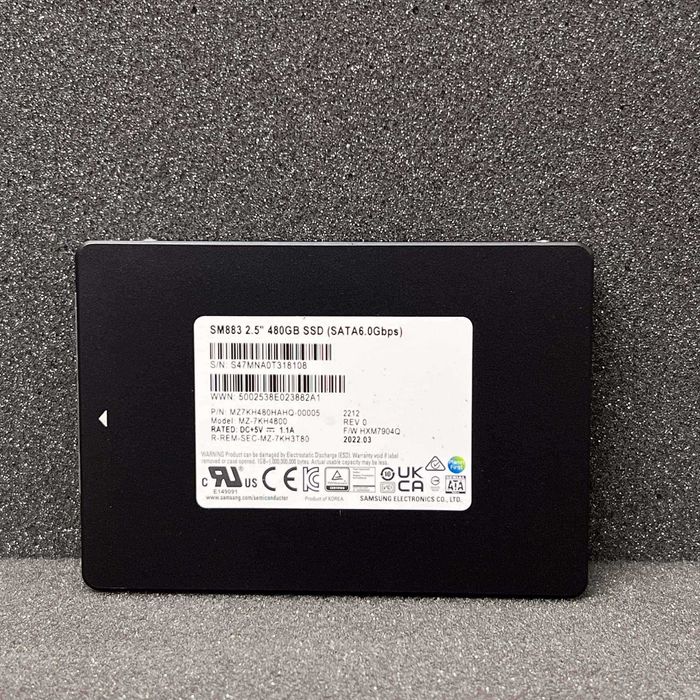 Samsung SM883 480GB – 2.5" SATA 6Gb/s Enterprise SSD Health: 99%