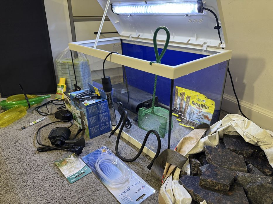 Acvariu Led, 60 x 30 x 34 cm, alb, echipat complet