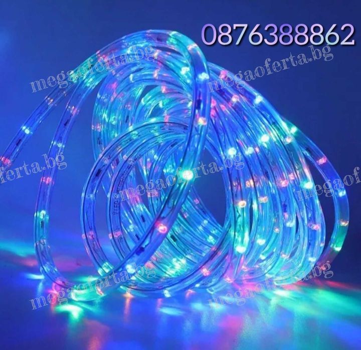 Многоцветен светещ Led маркуч 10м. за Коледна декорация
