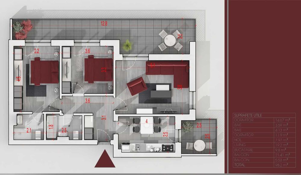 Apartament de vânzare cu 3 camere