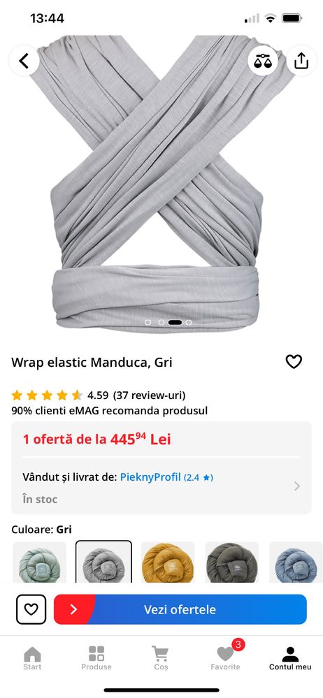 Wrap elastic, Light Grey, Manduca