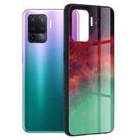 Husa cu spate de sticla pentru Oppo A94 4G/Reno5 Lite 4G - Fiery Ocean