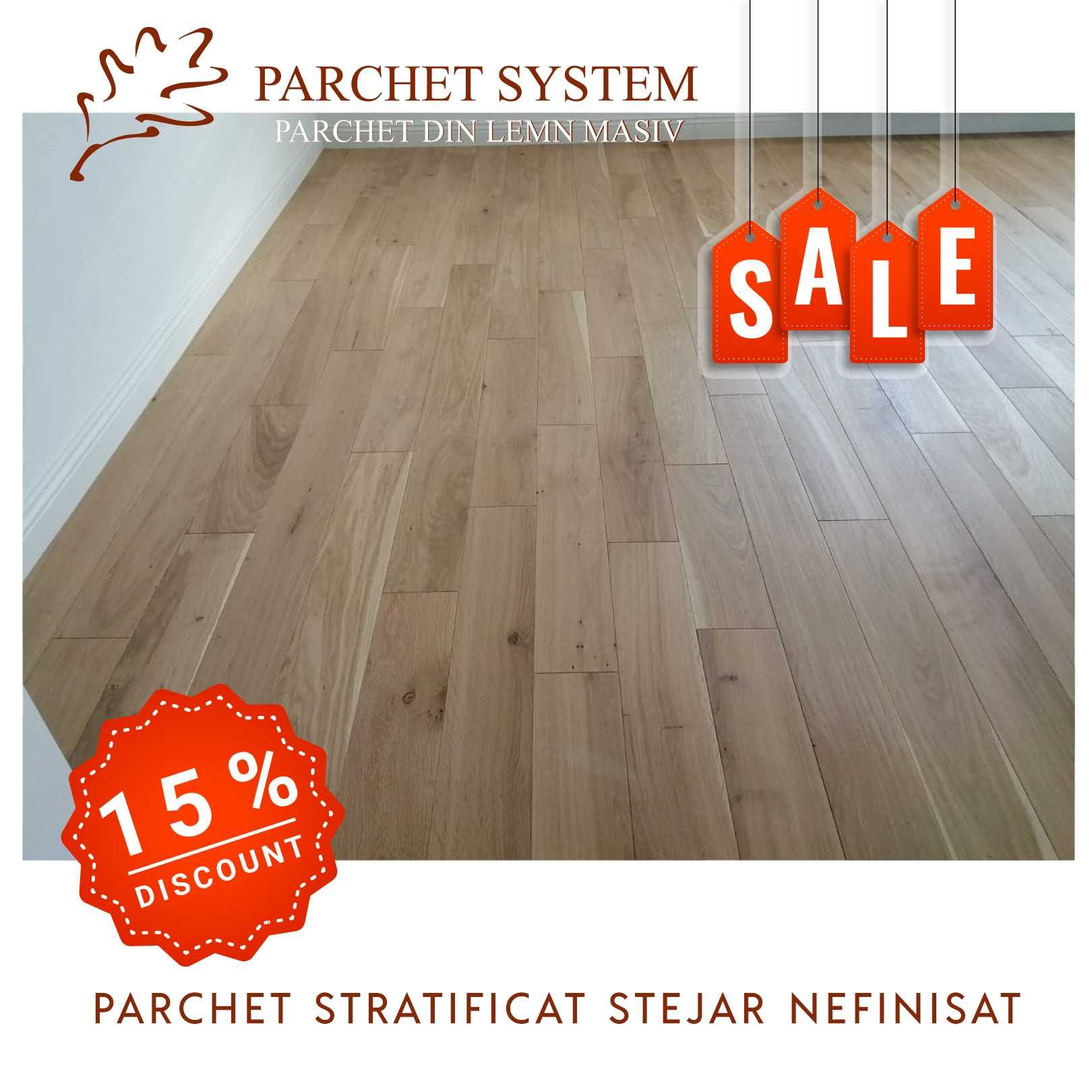 Parchet stratificat liniar stejar nefinisat