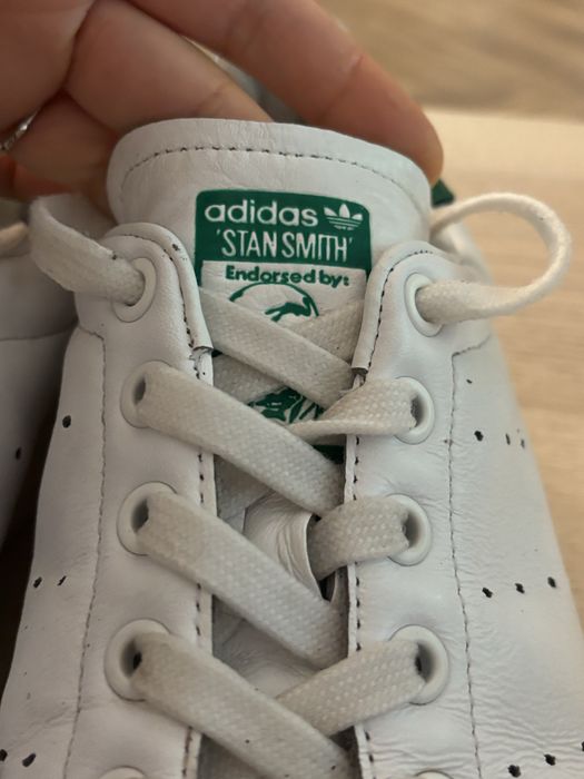 Adidas Mens Stan Smith, White and Green, Leather Sneakers