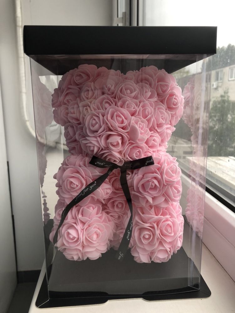Ursulet din trandafiri culoare roz 25 cm 100 lei ideal pt cadou