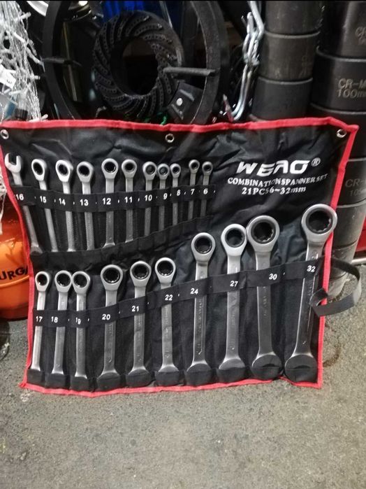 Set chei combinate cu clichet profesionale 6-32mm, 21 piese