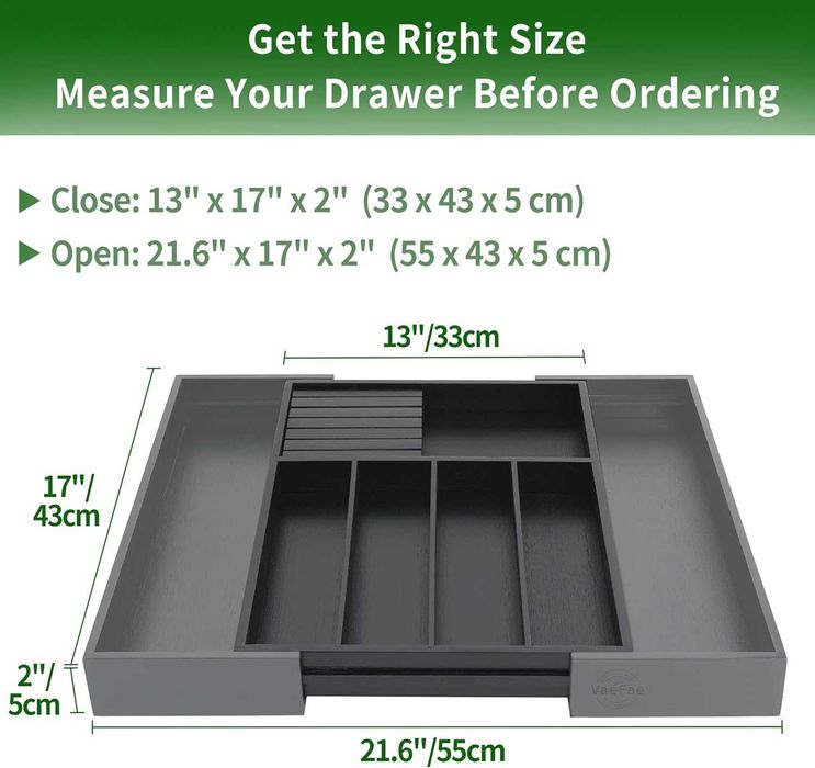 Organizator Tacamuri/Ustensile Bambus/Negru 33-55cm,REDUS de la 170RON