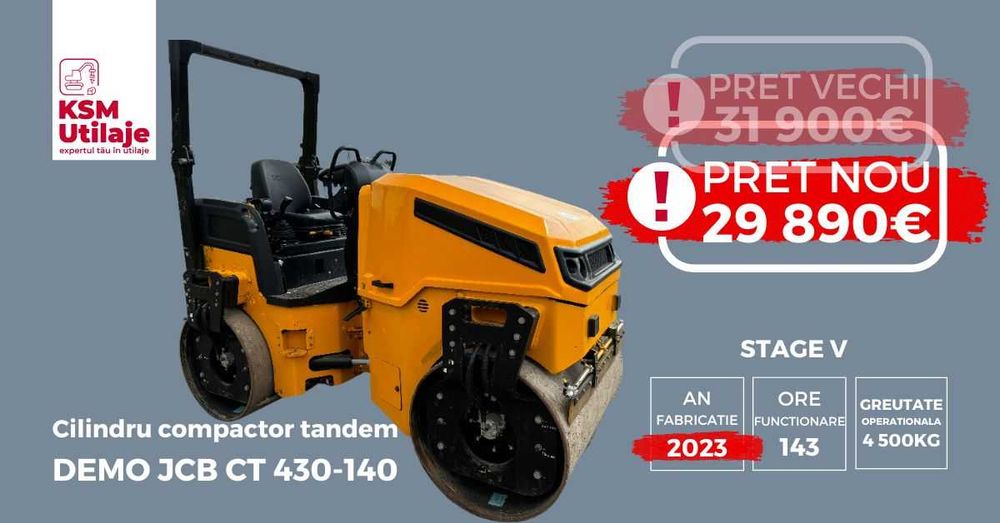 Ofertă! JCB CT430-140 DEMO (2023) – Compactor Tandem 4.5t | 143 Ore