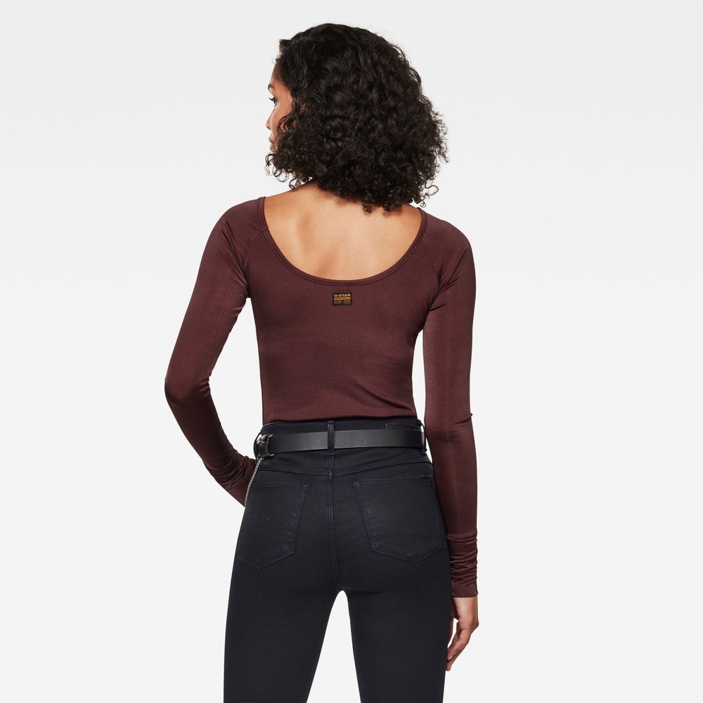G-Star RAW Melam Boat Slim Body дамско боди с дълъг ръкав -р.Л-ХЛ