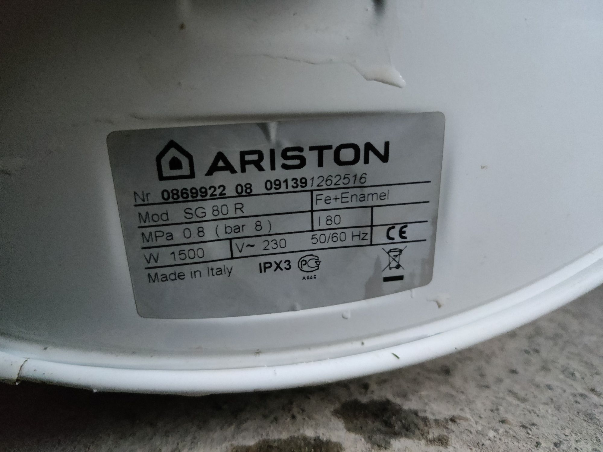 Boiler Electric Ariston SG 80R 80 Litri 1500W Stare Foarte Buna !!!