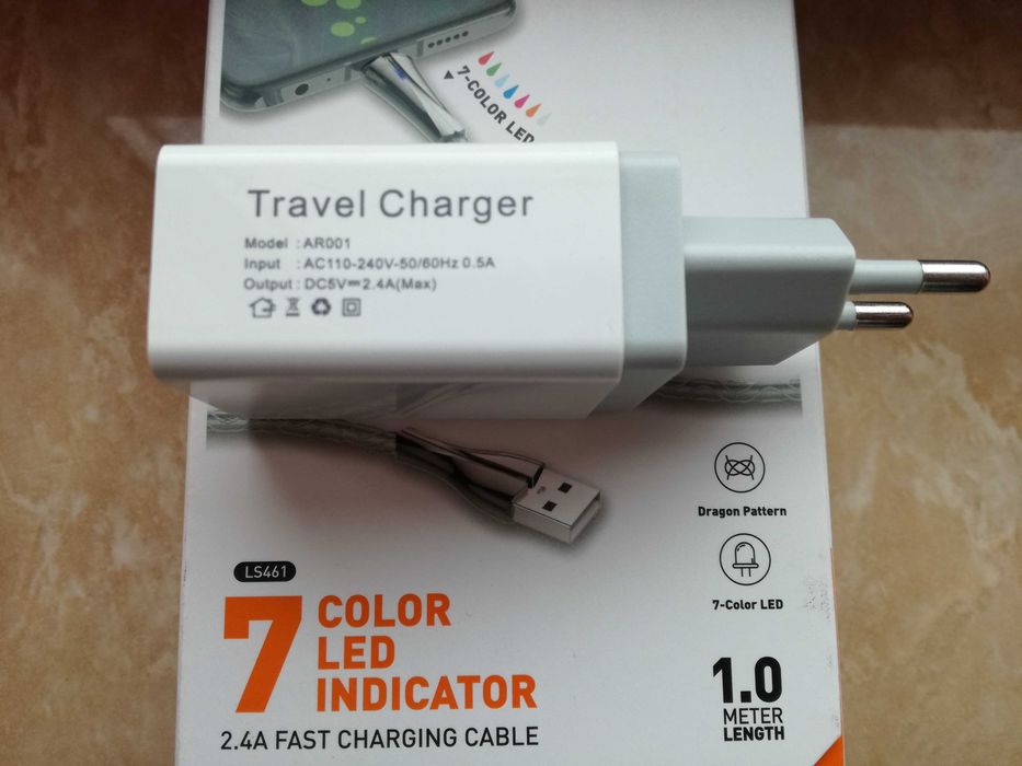 Cablu USB la USB-C NOU marca LDNIO 1M LED USBC +++ Incarcator 5V 2.4A