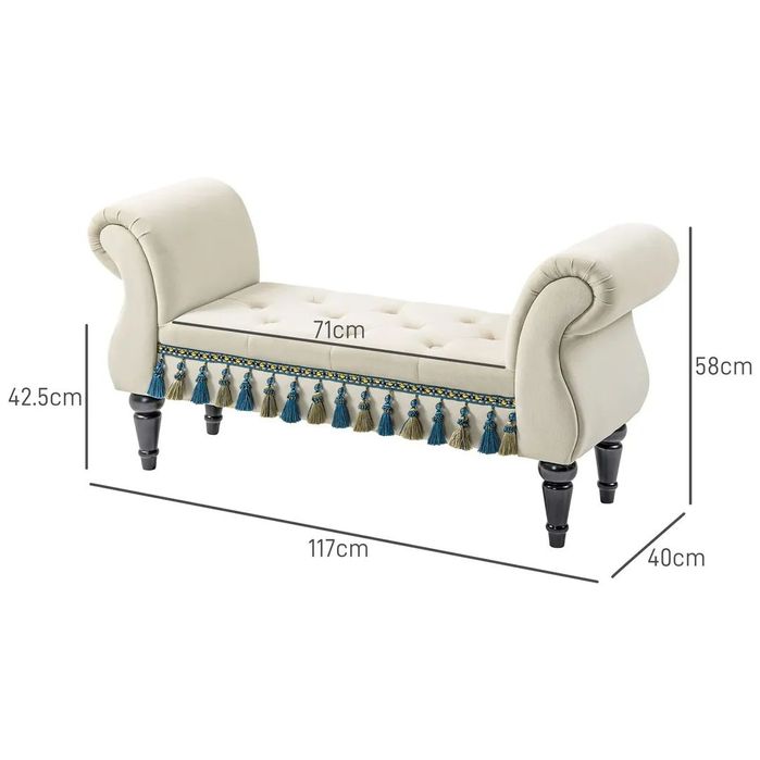 Тапицирана пейка HOMCOM, винтидж дизайн, до 150 кг, 117 x 40 x 58 см,