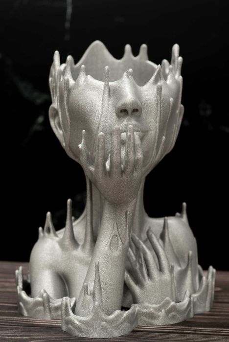 Vaza decorativa Printata 3D Melted Girl Galaxy Brillant Silver