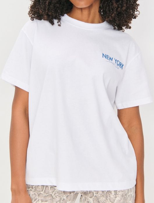 Нова дамска бяла тениска памук с принт Sinsay размер XXS