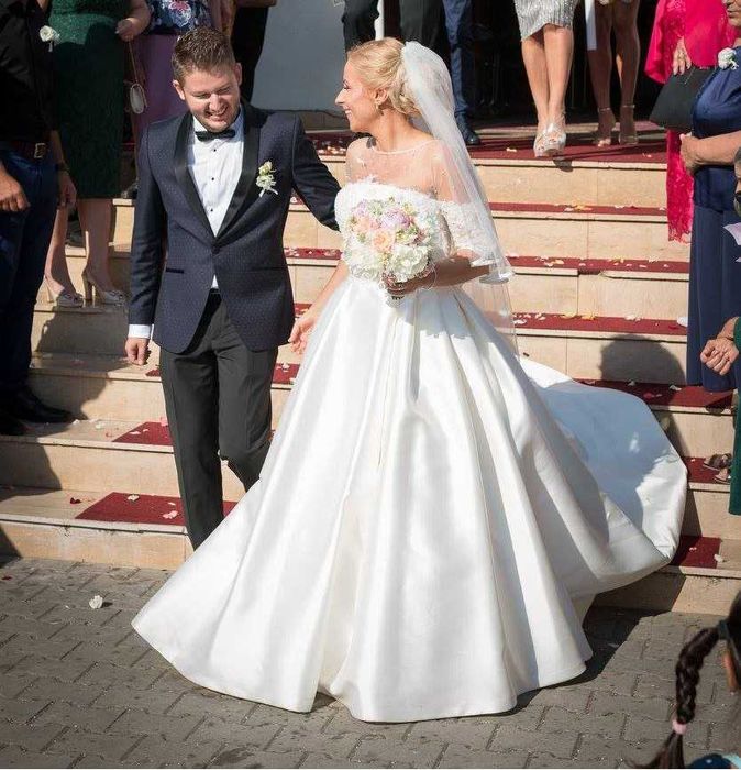 Rochie de mireasa VERA SPOSA ,organza si dantela, stare impecabila