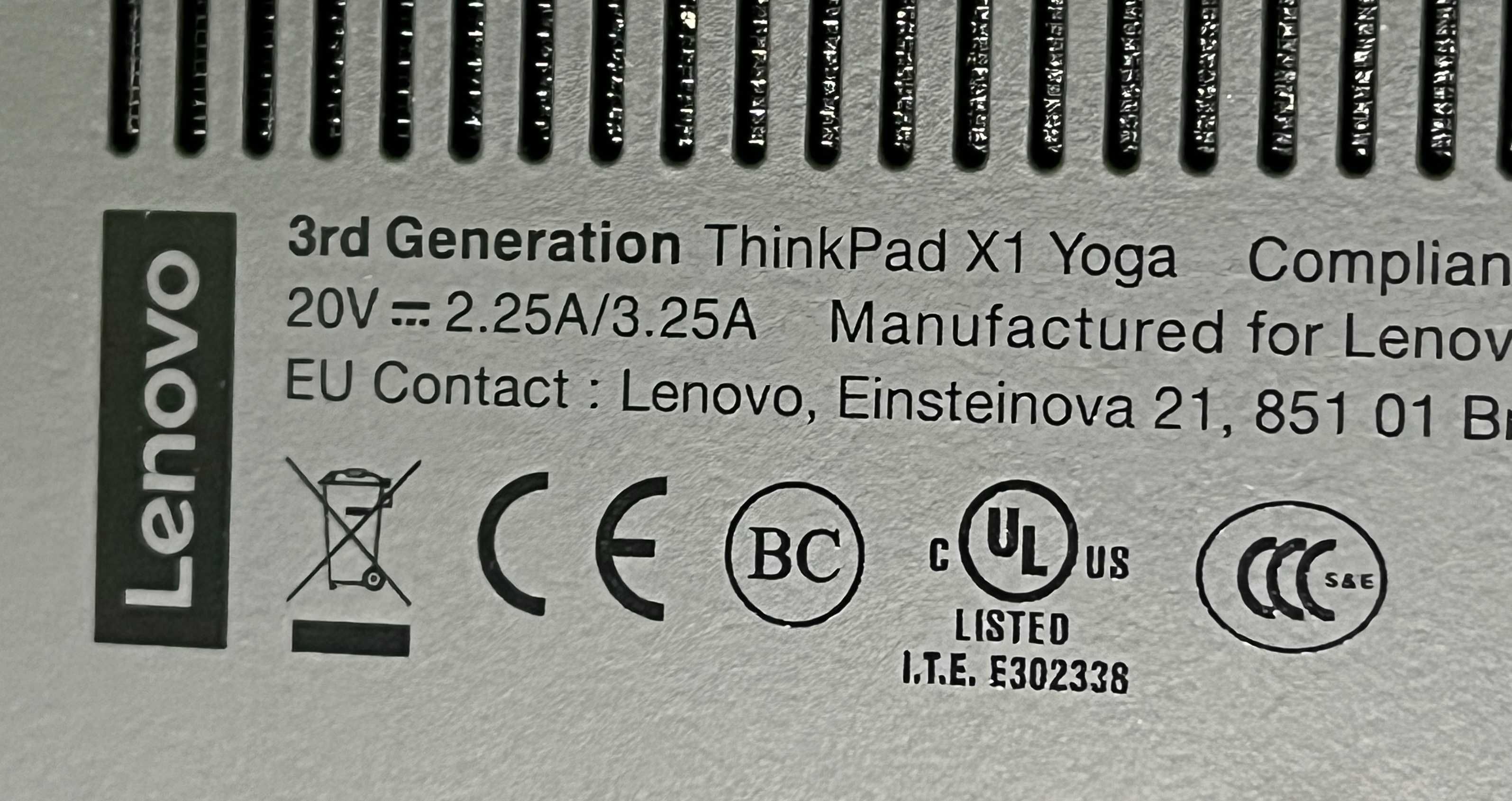 ThinkPad X1 Gen 3 YOGA. Core i5 8350U -1,7/3,6 Ghz, 8/256 GB