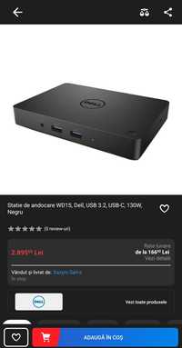 Dock Dell USB-C K17A WD15 fără alimentator ca nou!