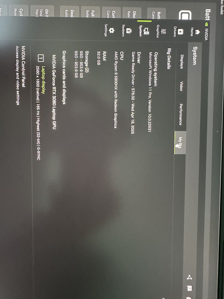 Lenovo legion 7 16 ACHg6 , ryzen 9 5900hx, Nvidia RTX 3080 (16gb vram)