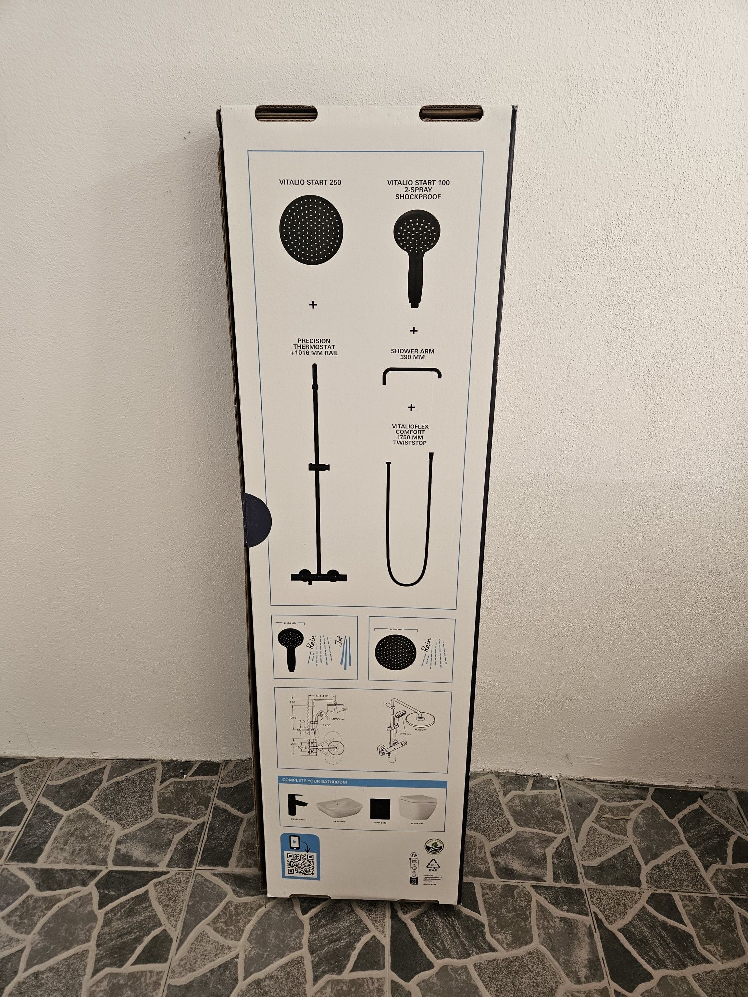 Grohe Vitalio Start Shower System 250 MM (Negru Mat)