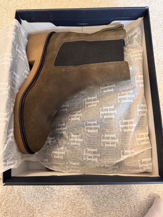 Ghete scurte din piele intoarsa, kaki, marimea 38