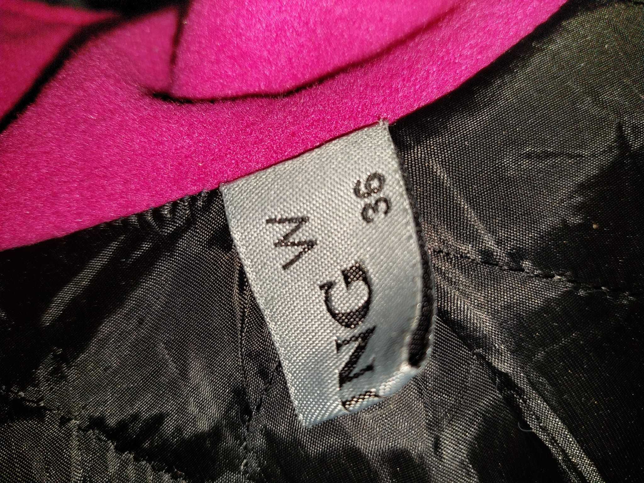 Palton bicolor ciclam negru cu gluga si blanita