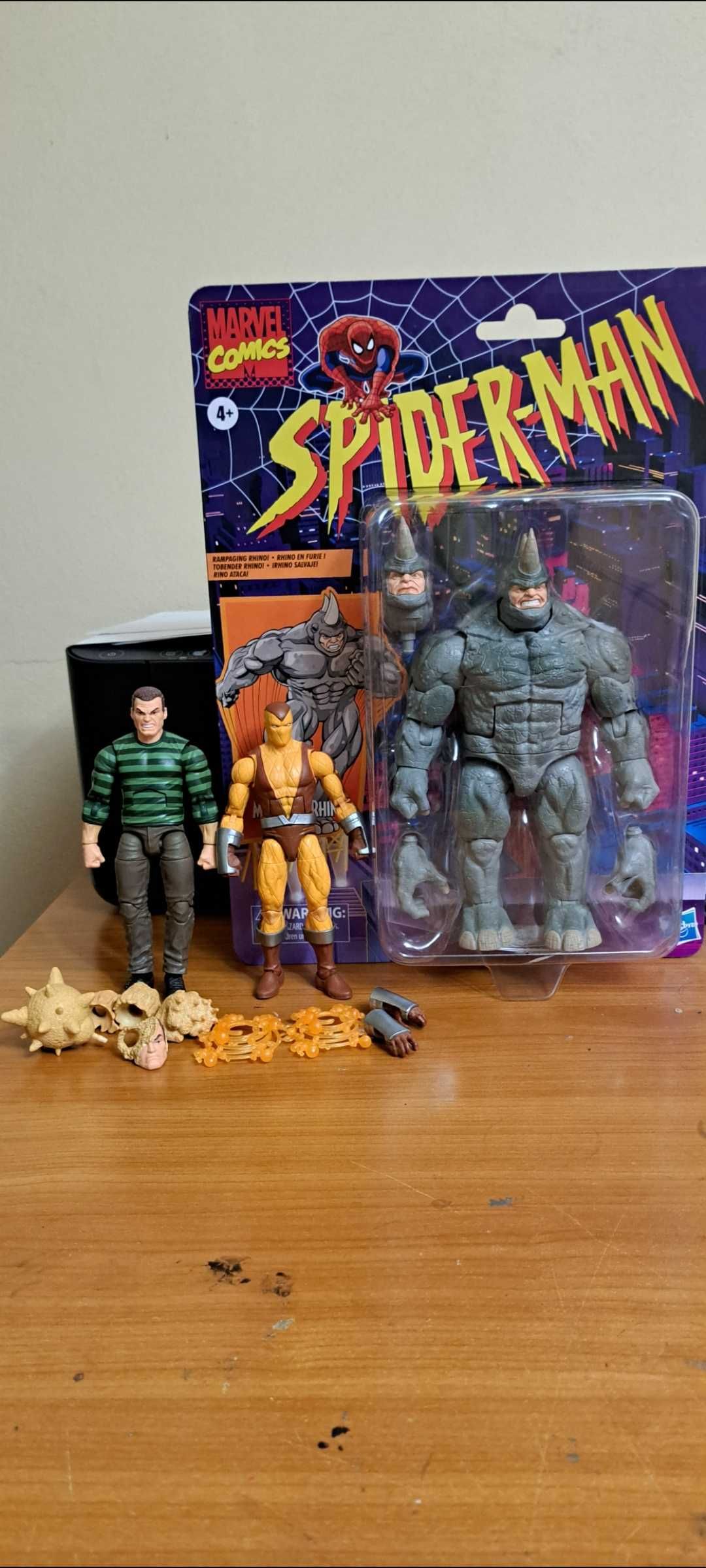 Figurine marvel legends Spider-man retro rhino, shocker sandman