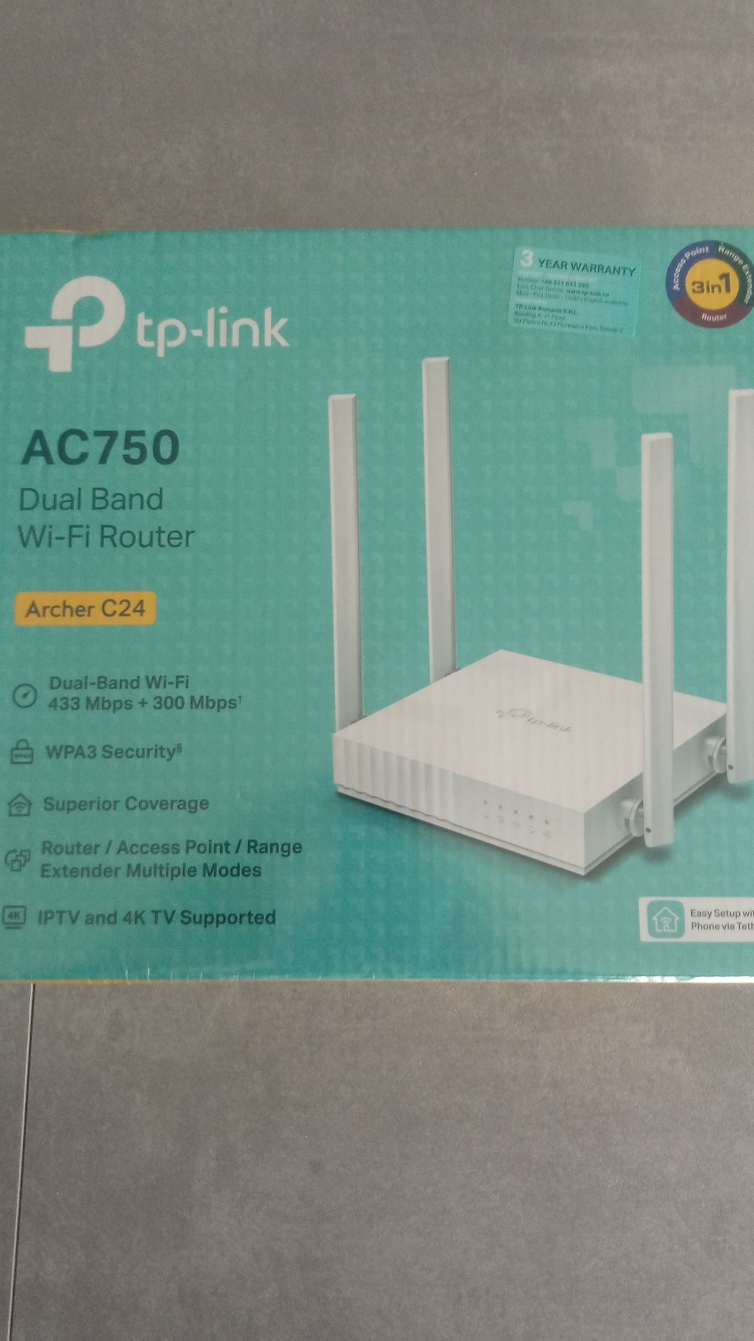 Рутер Wi-Fi TP-Link ARCHER C24 AC750