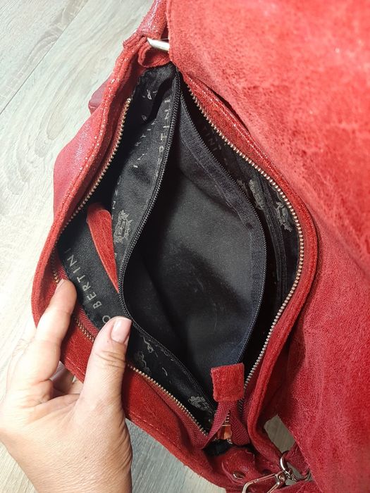 Geanta Enzo Bertini piele naturala culoare rosu stins