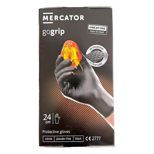 Премиум нитрилни ръкавици mercator gogrip one by one черни, размер xl,