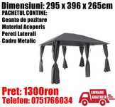 Pavilion CORT Foisor Gradina Terasa Gri 3x4x2.65M Pereti LivratGRATUI