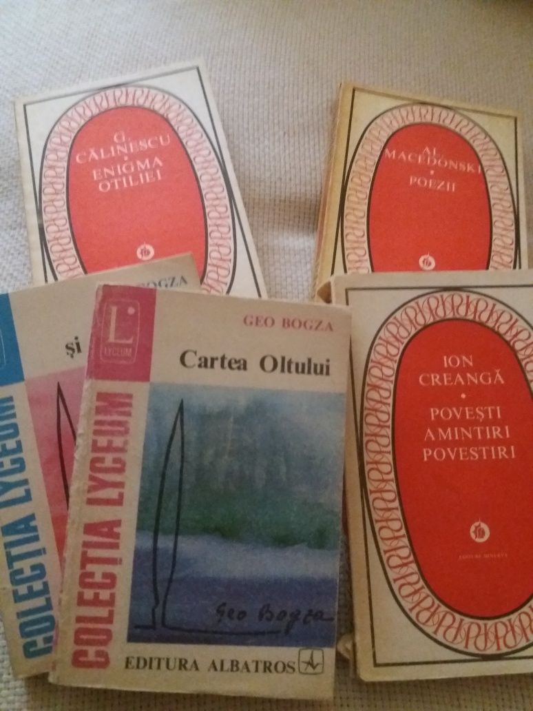 Enigma Otiliei,Cartea Oltului, I. Creanga/povesti, Macedonski/ poezii.