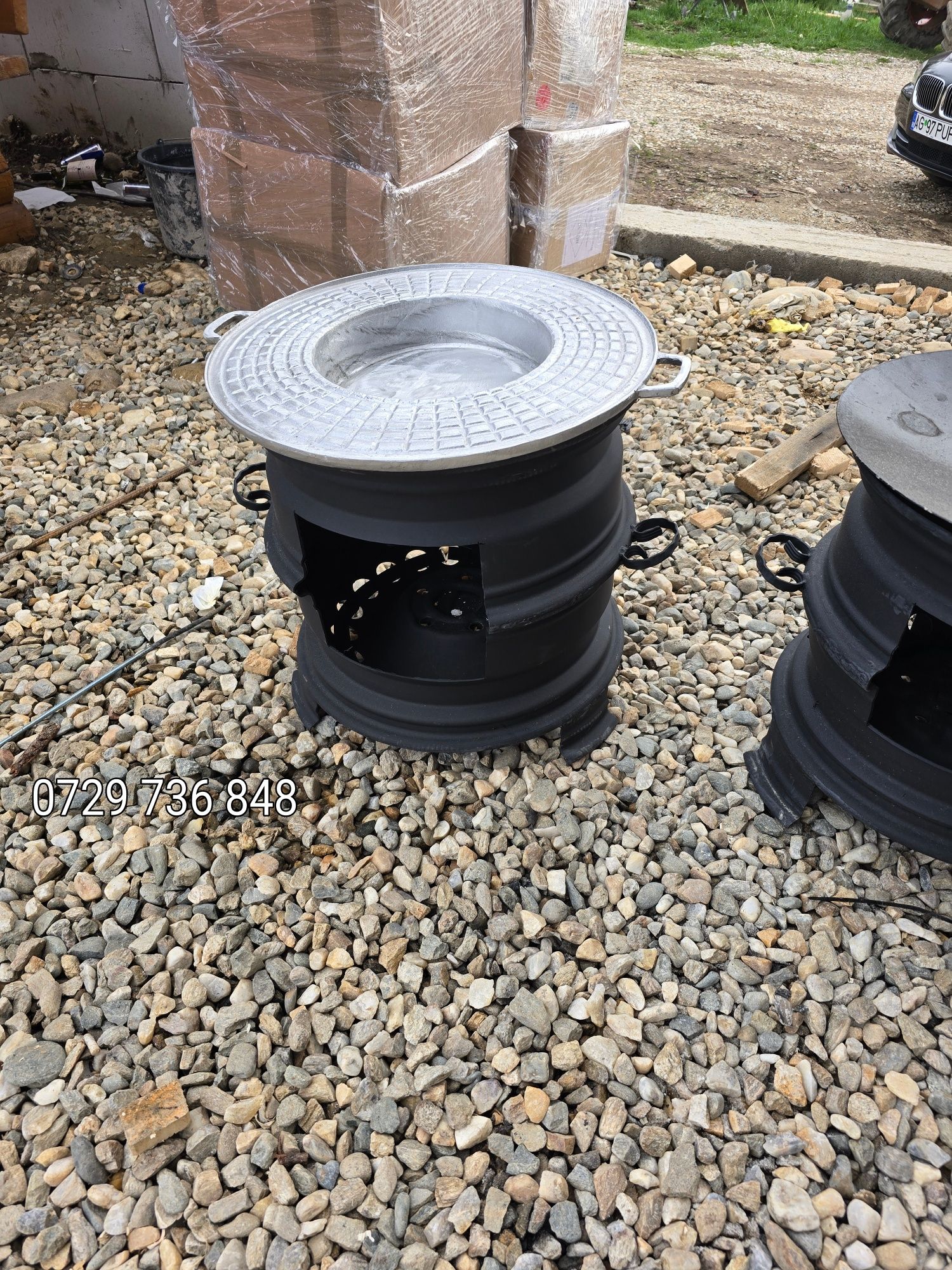 Sobă  model pirostrie ptr disc ceaun gratar grill