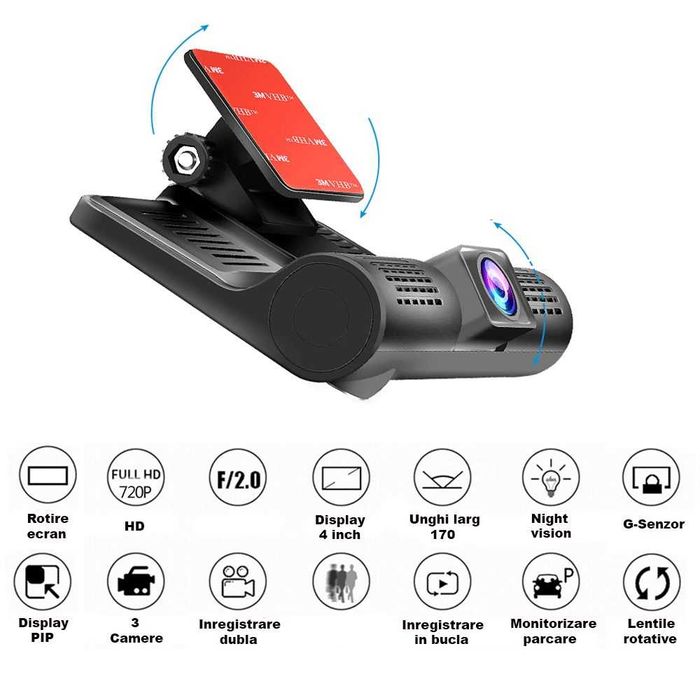 Camera Video Auto Full-HD 3 Camere