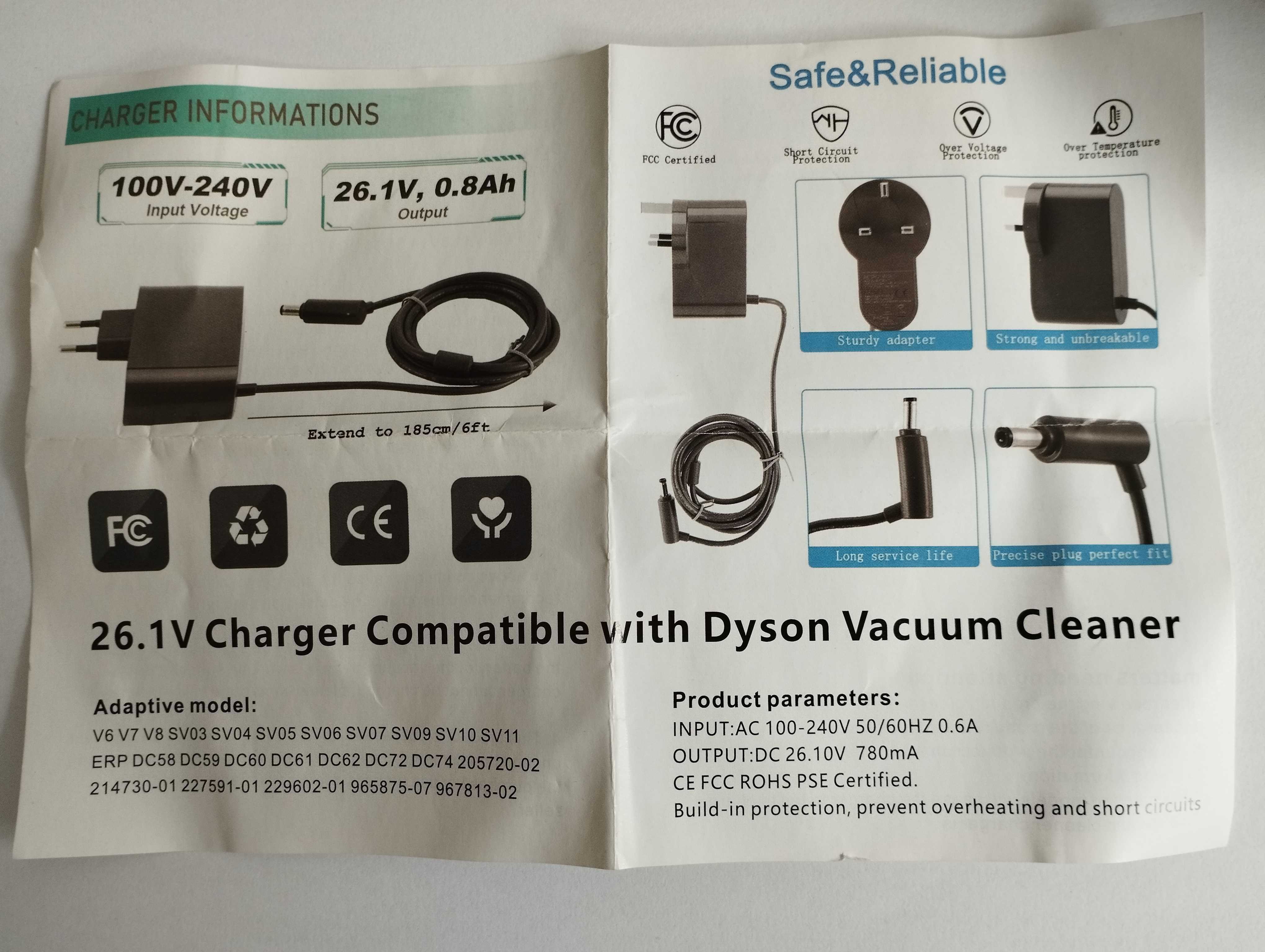 Încărcător Dyson V6 V7 V8 SV03 SV04 SV05 SV06 SV07 SV09 SV10 SV11