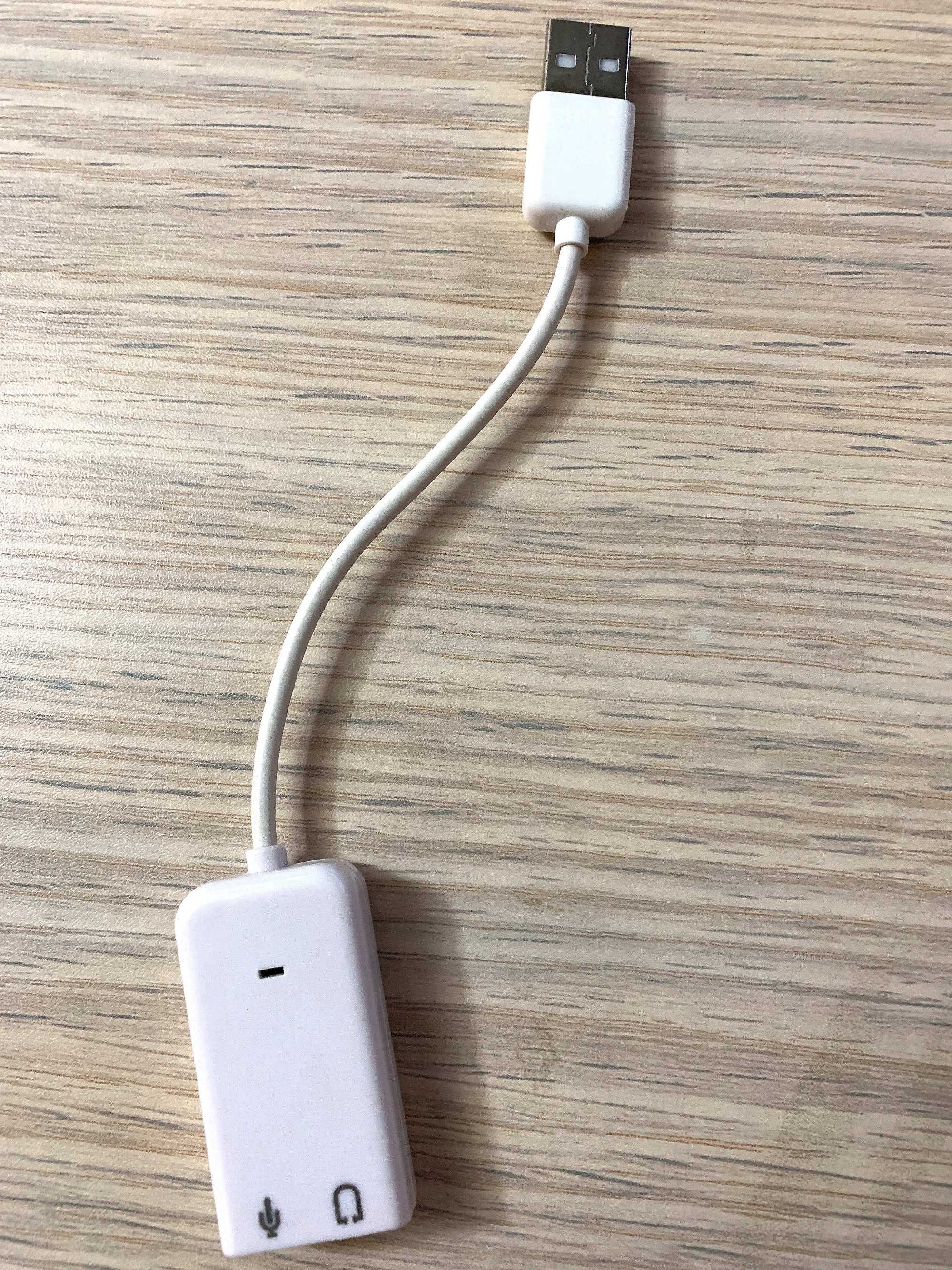 Внешняя USB Аудиокарта с двумя выходами AUX & Microphone