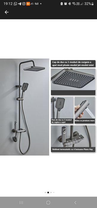 Coloana dus stil piano, set dus walk-in complet