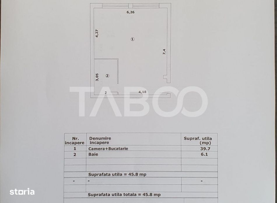 Studio de vanzare 46 mp utili constructie noua 2025