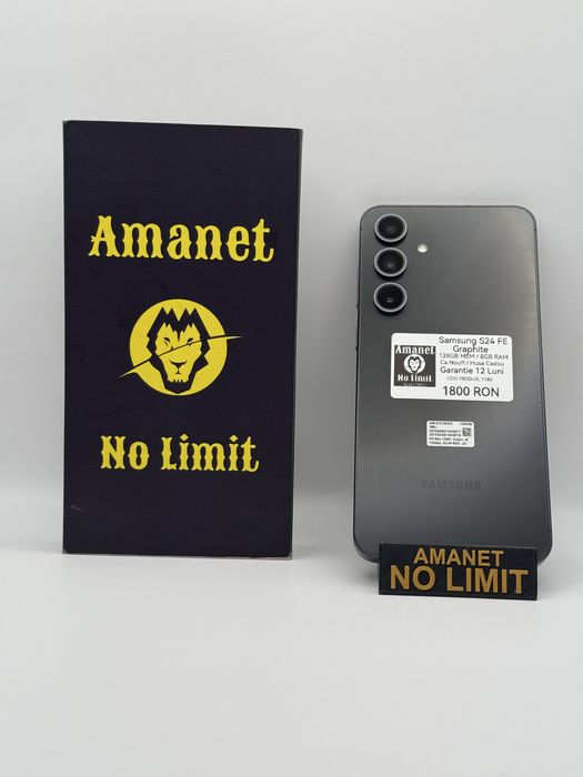 Samsung S24 FE  5G Black 128GB CA Nou Garantie 1An , AMANET NO LIMIT.