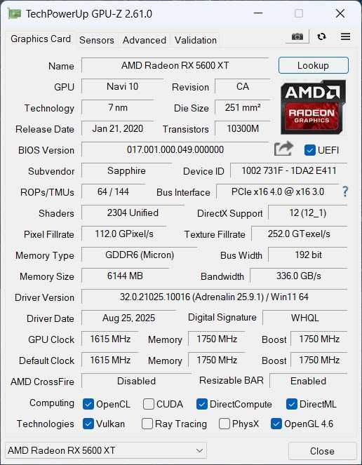 Placa video Sapphire RX 5600XT