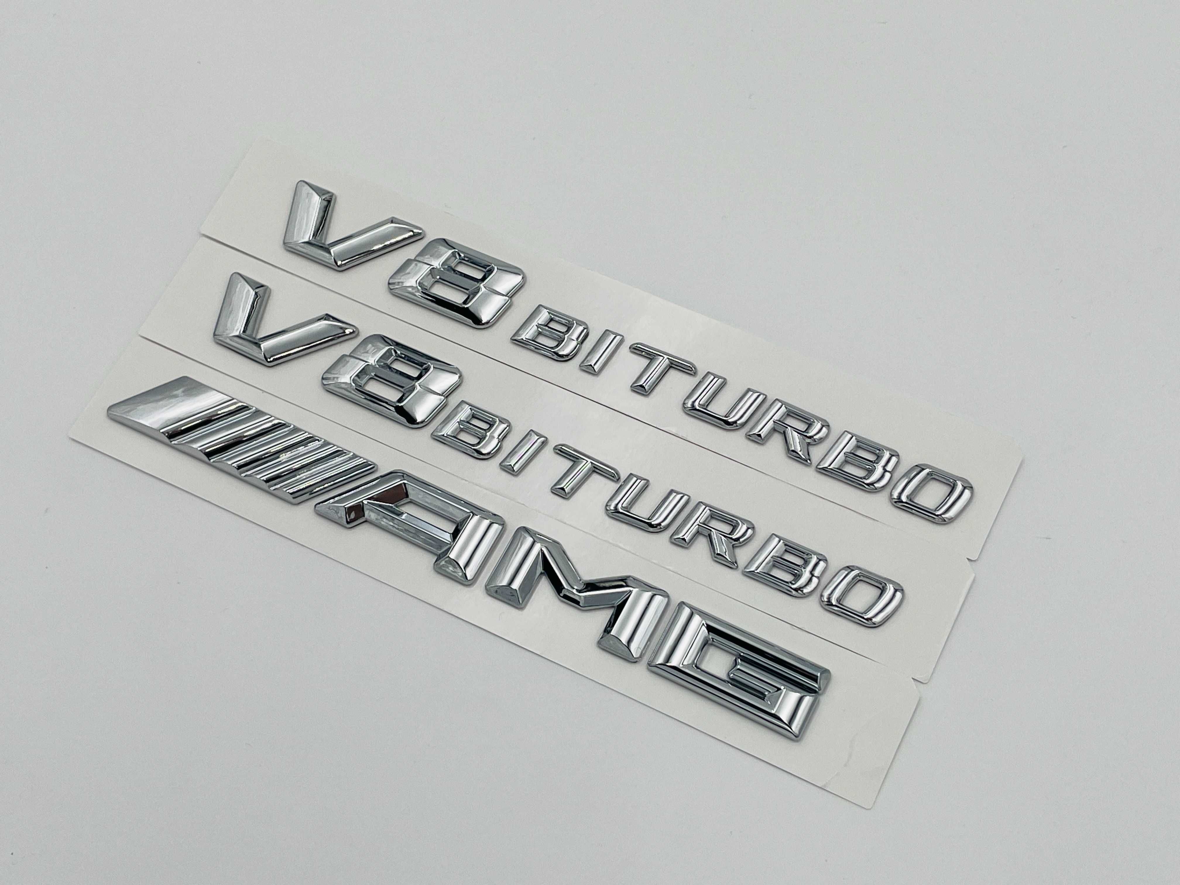 Set embleme compatibile Mercedes V8 biturbo AMG crom