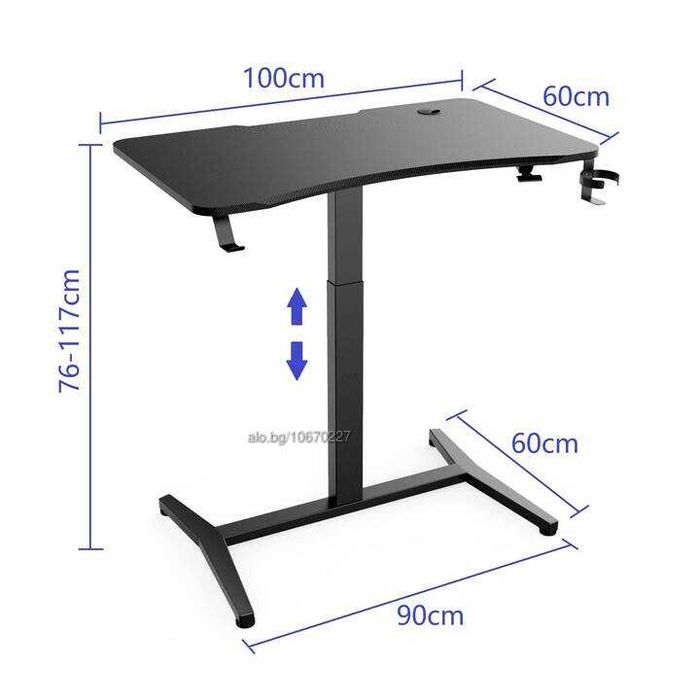 Геймърско бюро ЧЕРНО 100 x 60 см