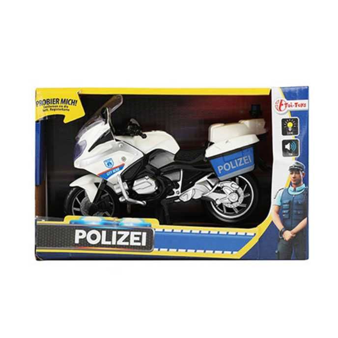 Motocicleta metalica de politie cu Muzica si Lumini 17x8x11cm
